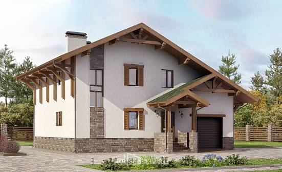 190-007-П Проект двухэтажного дома с мансардой и гаражом, классический домик из кирпича Орел | Проекты домов от House Expert