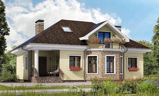 150-008-Л Проект двухэтажного дома мансардой, небольшой коттедж из арболита Ливны | Проекты домов от House Expert