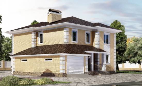 220-006-Л Проект двухэтажного дома и гаражом, просторный загородный дом из теплоблока Мценск | Проекты домов от House Expert