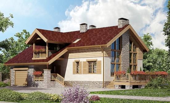 165-002-П Проект двухэтажного дома с мансардой и гаражом, бюджетный загородный дом из блока Мценск | Проекты домов от House Expert