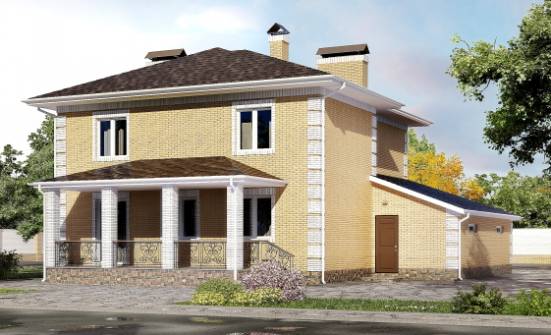 220-006-Л Проект двухэтажного дома и гаражом, просторный загородный дом из теплоблока Мценск | Проекты домов от House Expert