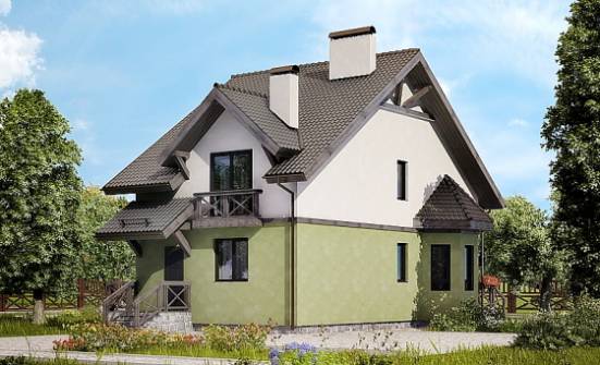 120-003-П Проект двухэтажного дома мансардный этаж, небольшой домик из поризованных блоков Орел | Проекты домов от House Expert