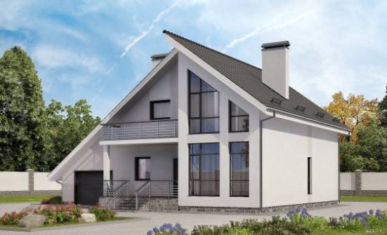 200-007-Л Проект двухэтажного дома с мансардой, гараж, современный дом из твинблока Мценск | Проекты домов от House Expert