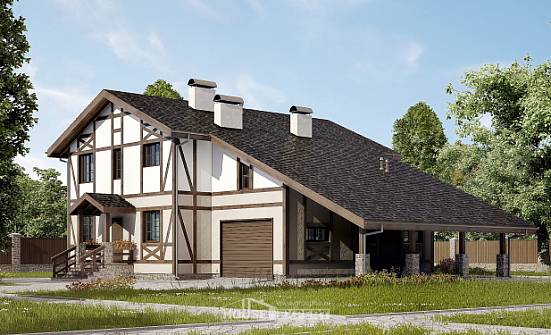 250-002-П Проект двухэтажного дома мансардный этаж и гаражом, просторный дом из кирпича Ливны | Проекты домов от House Expert
