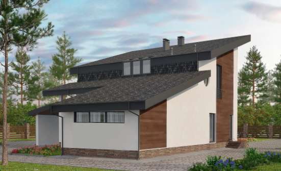 230-001-П Проект двухэтажного дома с мансардой, красивый коттедж из кирпича Ливны | Проекты домов от House Expert