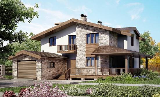 220-001-П Проект двухэтажного дома с мансардой и гаражом, уютный домик из бризолита Орел | Проекты домов от House Expert