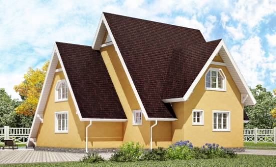 155-008-П Проект двухэтажного дома с мансардой, современный загородный дом из дерева Ливны | Проекты домов от House Expert