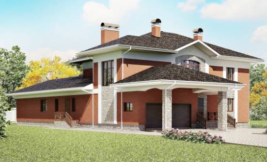 400-002-Л Проект двухэтажного дома и гаражом, красивый коттедж из кирпича Орел | Проекты домов от House Expert