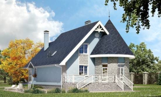 170-003-П Проект двухэтажного дома мансардный этаж, красивый домик из твинблока Ливны | Проекты домов от House Expert