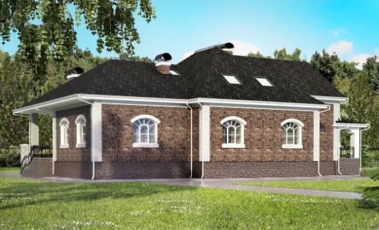 490-001-П Проект трехэтажного дома с мансардой, гараж, уютный загородный дом из кирпича Ливны | Проекты домов от House Expert