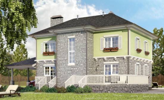 155-006-П Проект двухэтажного дома и гаражом, красивый дом из бризолита Ливны | Проекты домов от House Expert