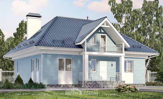200-002-П Проект двухэтажного дома мансардой, классический коттедж из пеноблока Ливны | Проекты домов от House Expert