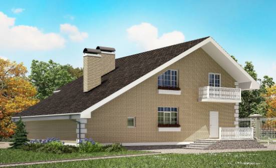190-005-П Проект двухэтажного дома с мансардой, гараж, просторный коттедж из теплоблока Ливны | Проекты домов от House Expert