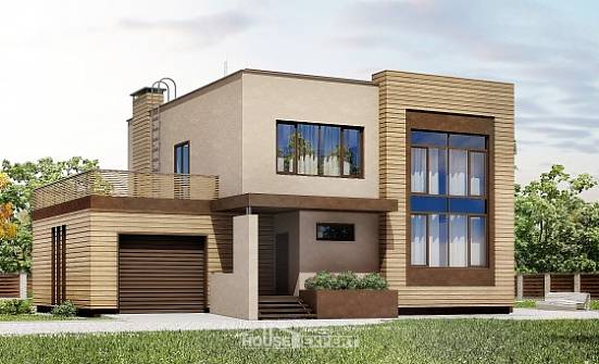 220-003-Л Проект двухэтажного дома и гаражом, просторный загородный дом из теплоблока Ливны | Проекты домов от House Expert