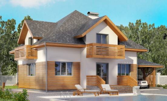 155-004-П Проект двухэтажного дома с мансардой, гараж, уютный домик из твинблока Ливны | Проекты домов от House Expert