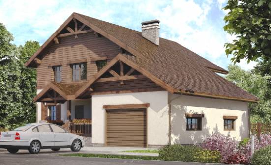 200-003-П Проект двухэтажного дома и гаражом, классический коттедж из пеноблока Ливны | Проекты домов от House Expert
