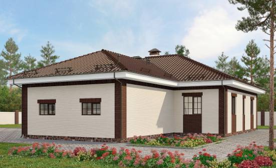160-015-П Проект одноэтажного дома, гараж, простой дом из поризованных блоков Ливны | Проекты одноэтажных домов от House Expert