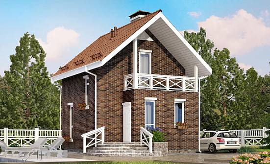 045-001-Л Проект двухэтажного дома с мансардным этажом, крохотный коттедж из поризованных блоков Ливны | Проекты домов от House Expert