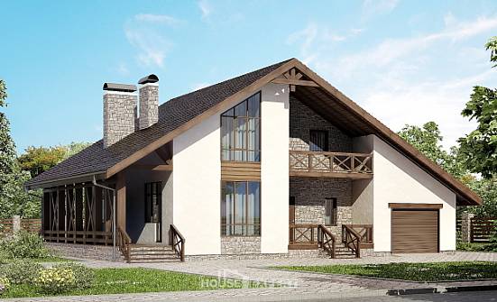 265-001-П Проект двухэтажного дома с мансардой и гаражом, современный загородный дом из газосиликатных блоков Ливны | Проекты домов от House Expert