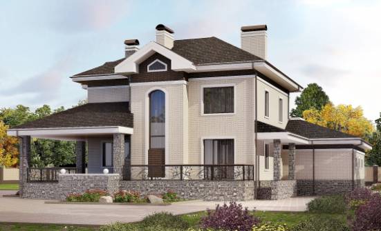 365-001-Л Проект трехэтажного дома, гараж, современный дом из кирпича Ливны | Проекты домов от House Expert