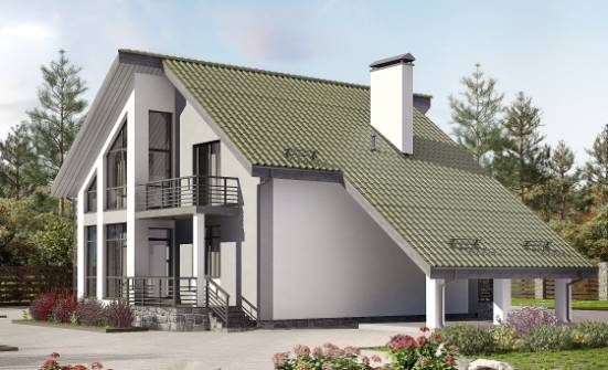 170-009-Л Проект двухэтажного дома мансардой и гаражом, небольшой дом из бризолита Ливны | Проекты домов от House Expert