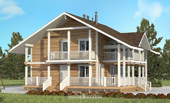 130-001-П Проект двухэтажного дома с мансардой, простой коттедж из дерева Ливны | Проекты домов от House Expert