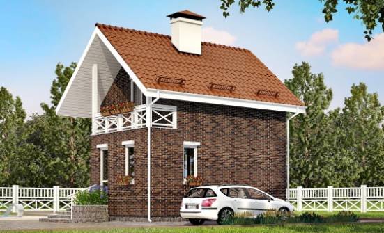 045-001-Л Проект двухэтажного дома с мансардным этажом, крохотный коттедж из поризованных блоков Ливны | Проекты домов от House Expert
