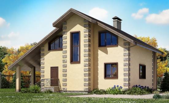 150-003-П Проект двухэтажного дома с мансардным этажом и гаражом, классический загородный дом из арболита Орел | Проекты домов от House Expert