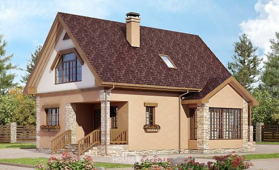 140-002-П Проект двухэтажного дома мансардой, уютный дом из блока Мценск | Проекты домов от House Expert