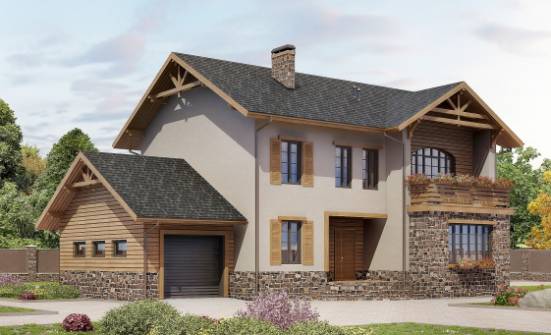 200-005-Л Проект двухэтажного дома и гаражом, красивый домик из арболита Орел | Проекты домов от House Expert