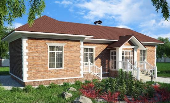 090-001-Л Проект одноэтажного дома, доступный загородный дом из кирпича Ливны | Проекты домов от House Expert