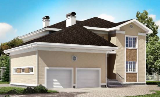 335-001-Л Проект двухэтажного дома и гаражом, современный коттедж из кирпича Мценск | Проекты домов от House Expert
