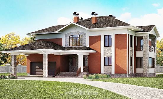 400-002-Л Проект двухэтажного дома и гаражом, красивый коттедж из кирпича Орел | Проекты домов от House Expert