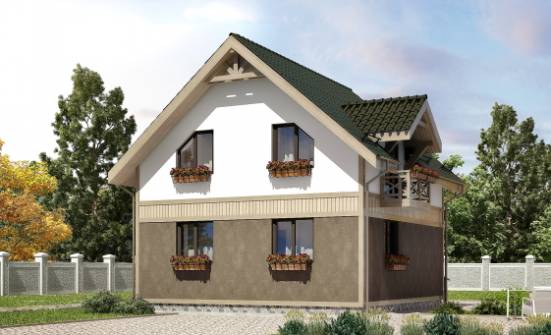 105-001-Л Проект двухэтажного дома мансардой, компактный дом из бризолита Ливны | Проекты домов от House Expert