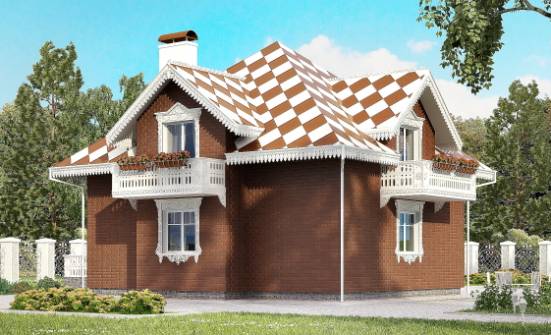 155-003-Л Проект двухэтажного дома мансардой, гараж, небольшой домик из твинблока Орел | Проекты домов от House Expert