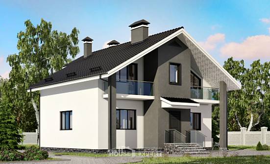 150-005-Л Проект двухэтажного дома мансардой, бюджетный домик из пеноблока Мценск | Проекты домов от House Expert