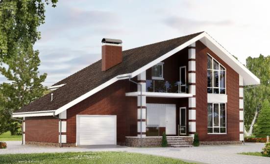 180-001-Л Проект двухэтажного дома с мансардой и гаражом, экономичный дом из бризолита Орел | Проекты домов от House Expert