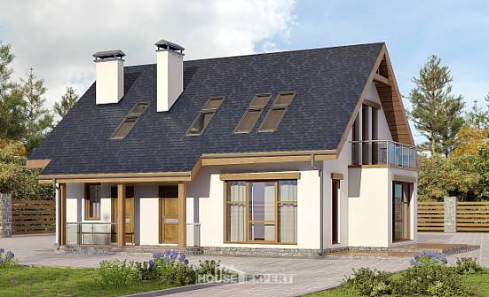 155-012-П Проект двухэтажного дома мансардой, современный коттедж из теплоблока Орел | Проекты домов от House Expert