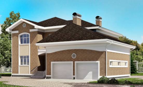 335-002-П Проект двухэтажного дома и гаражом, уютный загородный дом из кирпича Мценск | Проекты домов от House Expert