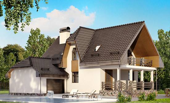 150-001-Л Проект двухэтажного дома мансардой, гараж, красивый коттедж из пеноблока Орел | Проекты домов от House Expert
