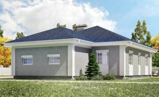 130-002-П Проект одноэтажного дома, гараж, уютный дом из теплоблока Мценск | Проекты домов от House Expert