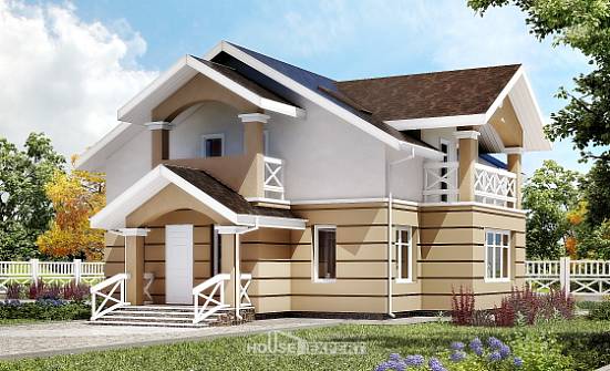 155-009-П Проект двухэтажного дома мансардой, бюджетный коттедж из пеноблока Мценск | Проекты домов от House Expert