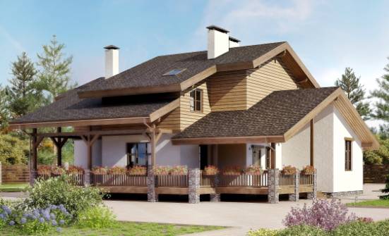 210-006-П Проект двухэтажного дома мансардой, красивый загородный дом из кирпича Мценск | Проекты домов от House Expert