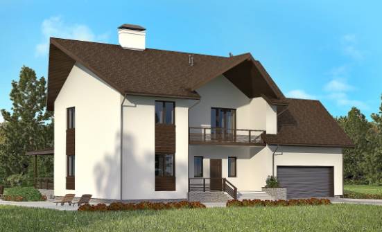 300-002-П Проект двухэтажного дома с мансардой и гаражом, красивый дом из блока Мценск | Проекты домов от House Expert