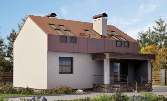 120-004-Л Проект двухэтажного дома мансардой, небольшой коттедж из пеноблока Орел | Проекты домов от House Expert