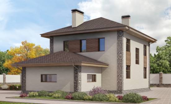 185-004-П Проект двухэтажного дома, гараж, простой загородный дом из теплоблока Ливны | Проекты домов от House Expert