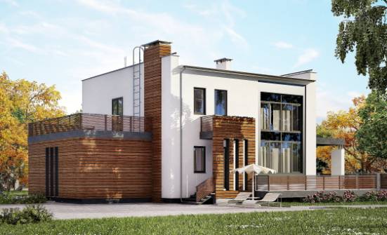 220-003-П Проект двухэтажного дома, гараж, средний коттедж из газобетона Мценск | Проекты домов от House Expert