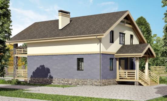 160-010-П Проект двухэтажного дома мансардный этаж, небольшой загородный дом из блока Ливны | Проекты домов от House Expert