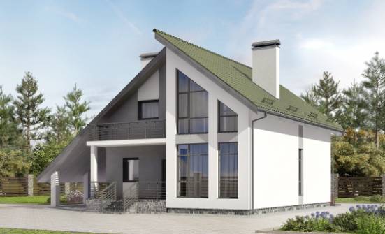 170-009-Л Проект двухэтажного дома мансардой и гаражом, небольшой дом из бризолита Ливны | Проекты домов от House Expert
