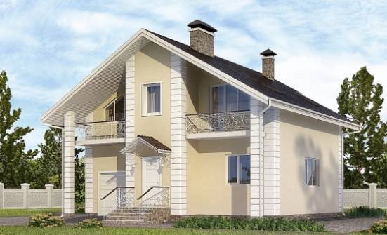150-002-Л Проект двухэтажного дома мансардный этаж и гаражом, недорогой коттедж из арболита Орел | Проекты домов от House Expert